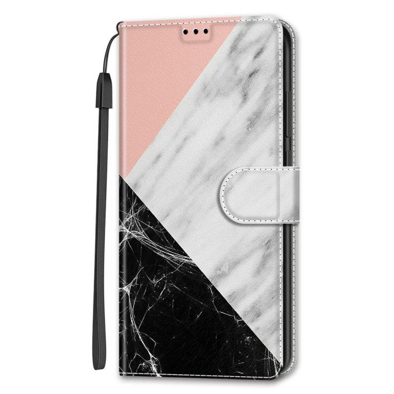 δερματινη θηκη Samsung Galaxy S22 Ultra 5G Marble Elegance Με Λουράκι